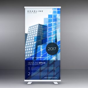 blue abstract standee template design